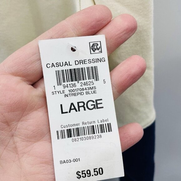 On 34th Womens Size Large Long Sleeve Colorblocked Rugby Dress in Blue/Cream $59 - Picture 6 of 7